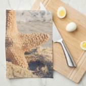 Starfish auf einem Sandy Beach Foto Geschirrtuch (Viertel Falte)