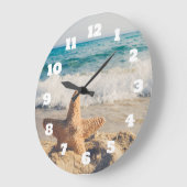 Starfish auf einem Sandy Beach Foto Große Wanduhr (Winkel)