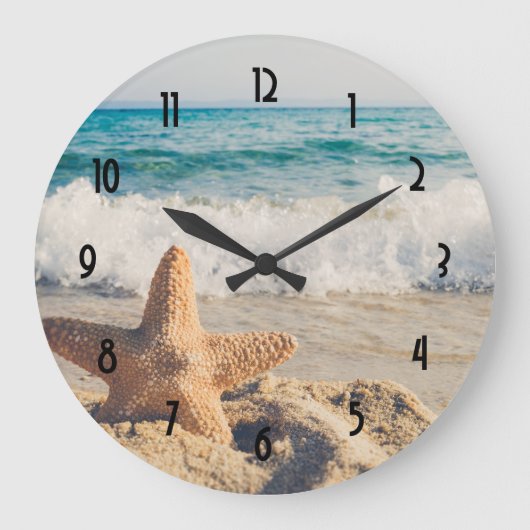 Starfish auf einem Sandy Beach Foto Große Wanduhr (Vorderseite)
