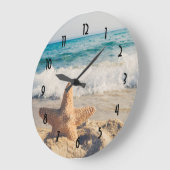 Starfish auf einem Sandy Beach Foto Große Wanduhr (Winkel)