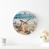 Starfish auf einem Sandy Beach Foto Große Wanduhr (Zuhause)