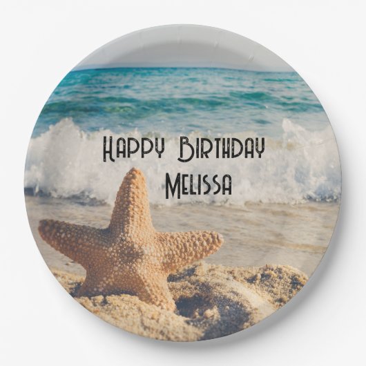 Starfish auf einem Sandy Beach Foto Pappteller (Vorderseite)