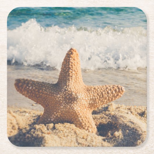 Starfish auf einem Sandy Beach Foto Rechteckiger Pappuntersetzer (Vorderseite)