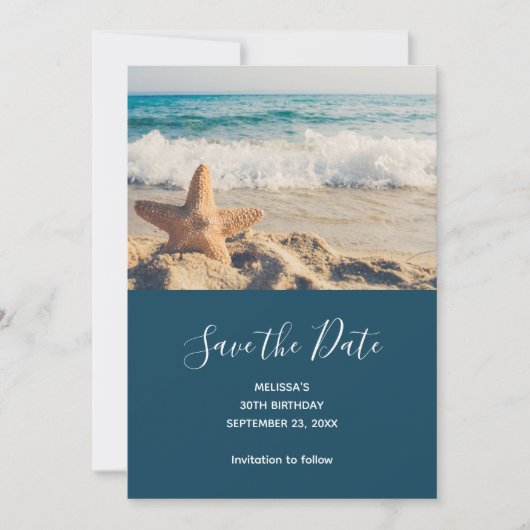 Starfish auf einem Sandy Beach Foto Save the Date (Vorderseite)