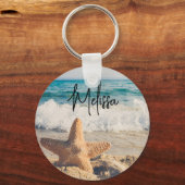 Starfish auf einem Sandy Beach Foto Schlüsselanhänger (Vorderseite)