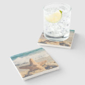 Starfish auf einem Sandy Beach Foto Steinuntersetzer (Seitenansicht)