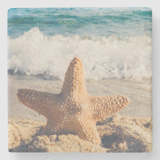 Starfish auf einem Sandy Beach Foto Steinuntersetzer (Vorderseite)