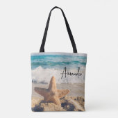 Starfish auf einem Sandy Beach Foto Tasche (Rückseite)