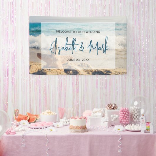 Starfish auf einer Hochzeit mit Sandy Beach Banner (Party)
