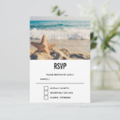 Starfish auf einer Hochzeit mit Sandy Beach RSVP Karte (Stehend Vorderseite)