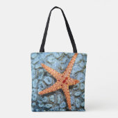 Starfish auf einer Koralle mit Polips Tasche (Rückseite)