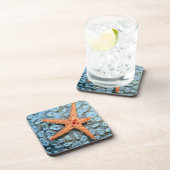 Starfish auf einer Koralle mit Polips Untersetzer (Rechte Seite)