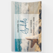 Starfish auf einer Sandy Beach Foto Baby Dusche Banner (Vertikal)