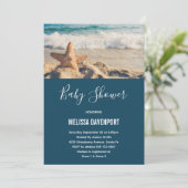 Starfish auf einer Sandy Beach Foto Baby Dusche Einladung (Stehend Vorderseite)