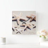 Starfish auf Sand Quadratische Wanduhr (Zuhause)