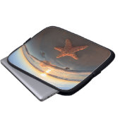 Starfish auf Strand am Sonnenuntergang Laptopschutzhülle (Vorne Knopf)