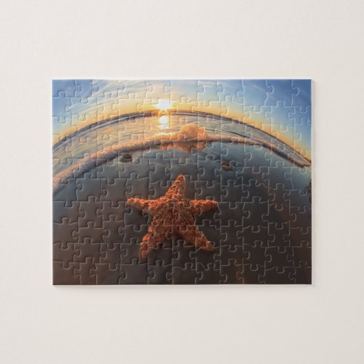 Starfish auf Strand am Sonnenuntergang Puzzle (Horizontal)