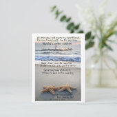 Starfish auf Strandsand-Hochzeit Einladung (Stehend Vorderseite)