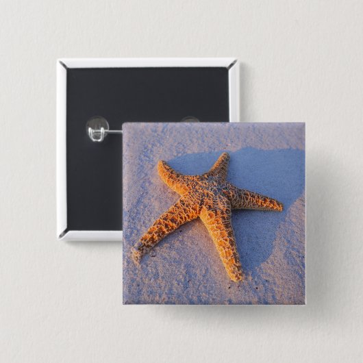 Starfish auf weißem Sand Button (Vorne & Hinten)