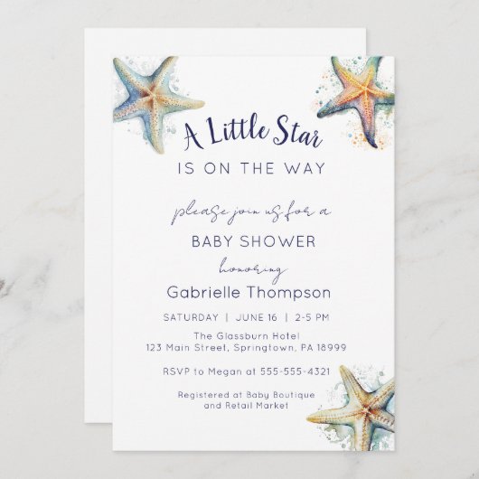 STARFISH Babydusche Einladung (Vorne/Hinten)