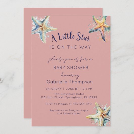 STARFISH Babydusche Einladung (Vorne/Hinten)