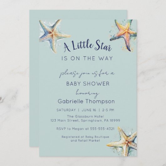 STARFISH Babydusche Einladung (Vorne/Hinten)