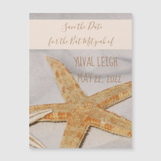 Starfish Bat Mitzvah Magnetic Save the Date Card Magnetkarte (Vorderseite)