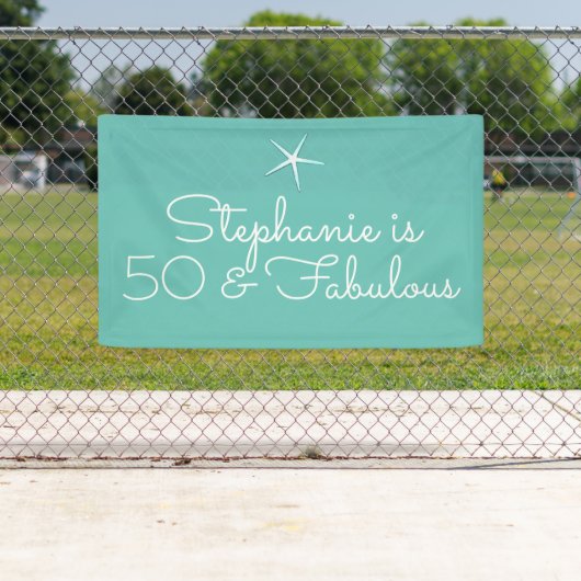 Starfish Beach Aquamarin Blue White 50. Geburtstag Banner (Insitu)