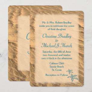 Starfish Beach Aquamarin und Sand Wedding Einladung