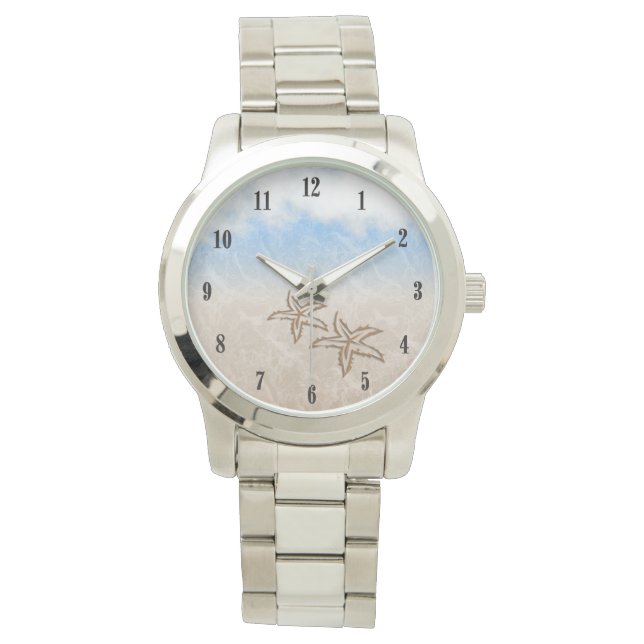 Starfish Beach Black Numbers Armbanduhr (Vorderseite)