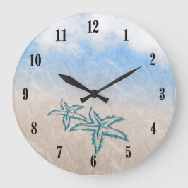 Starfish Beach Blue Große Wanduhr