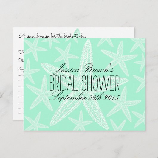 Starfish Beach Brautparty Rezeptionskarten Einladungspostkarte (Vorne/Hinten)