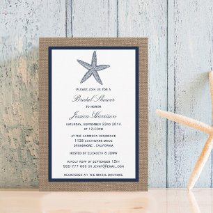 Starfish Beach Burlap-Brautparty Einladung