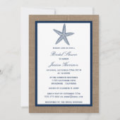 Starfish Beach Burlap-Brautparty Einladung (Vorderseite)