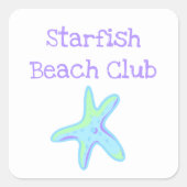 Starfish Beach Club Quadratischer Aufkleber (Vorderseite)