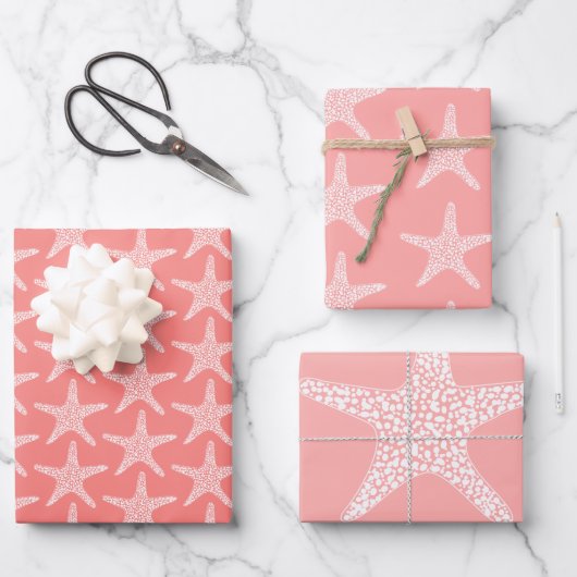 Starfish Beach Coral Summer Wedtern Pattern Geschenkpapier Set (Vorderseite)