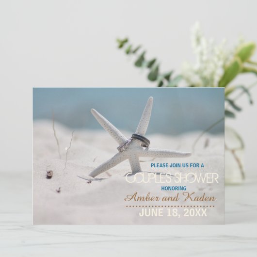 Starfish Beach Couples Dusche Einladung (Stehend Vorderseite)