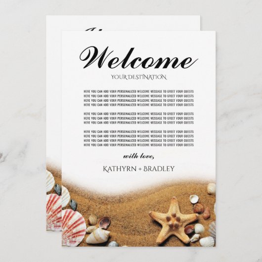 Starfish Beach Destination Begrüßung Einladung (Vorne/Hinten)