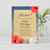 Starfish Beach Floral Geburtstagsparty Einladung (Stehend Vorderseite)