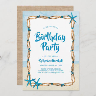 Starfish Beach Geburtstagsparty 2 Einladung