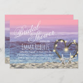 Starfish Beach Heart String Lights Brautparty Einladung (Vorne/Hinten)