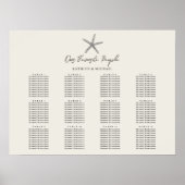 Starfish Beach Hochzeit 12 Tischkarten Poster (Vorne)