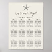 Starfish Beach Hochzeit 12 Tischkarten Poster (Vorne)