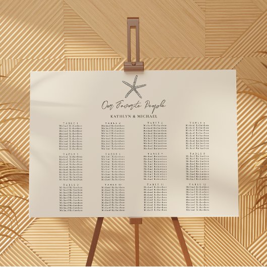 Starfish Beach Hochzeit 12 Tischkarten Poster