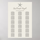 Starfish Beach Hochzeit 18 Tischkarten Poster (Vorne)