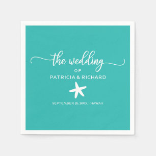 Starfish Beach Hochzeit Aquamarin Türkis und Weiß Serviette