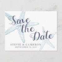 Starfish Beach Hochzeit Dusty Blue Save the Date