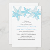 Starfish Beach Hochzeit Einladung Blue (Vorne/Hinten)