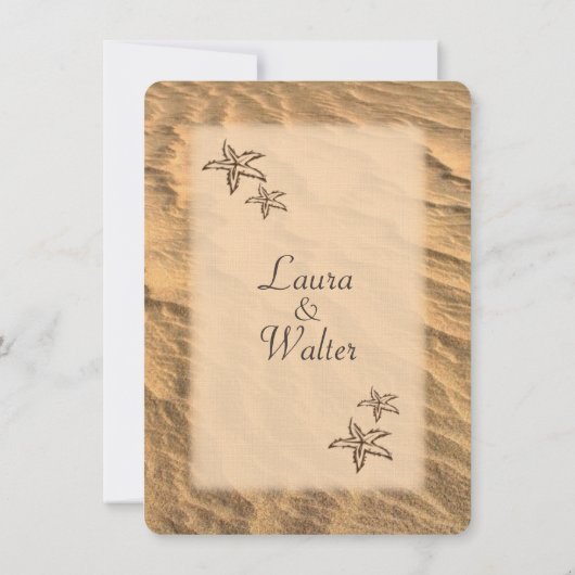 Starfish Beach Hochzeit in Urlaubsort Einladung (Rückseite)