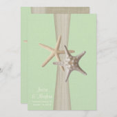 Starfish Beach Hochzeit Light Green Einladung (Vorne/Hinten)